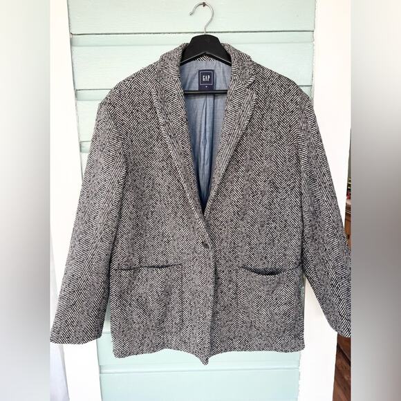 Gap men’s wool herringbone blazer sport coat single button office holiday M fall - Picture 1 of 7